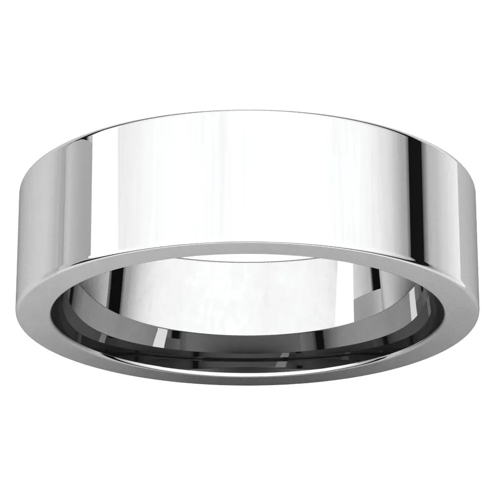 10k White Gold 8mm Flat Comfort Fit Band, Size 10.5