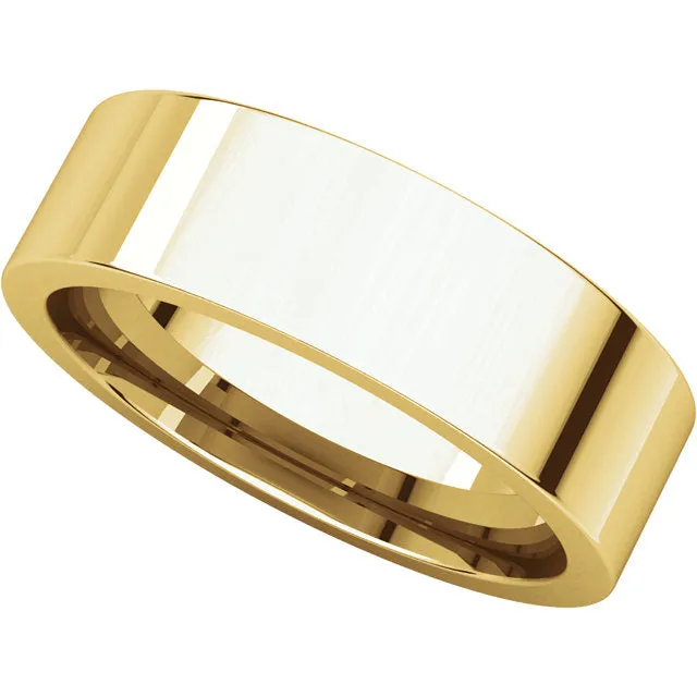 10k Yellow Gold 6mm Flat Comfort Fit Band, Size 10