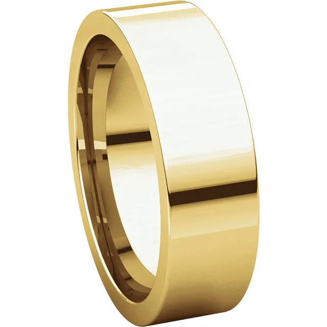 10k Yellow Gold 6mm Flat Comfort Fit Band, Size 10