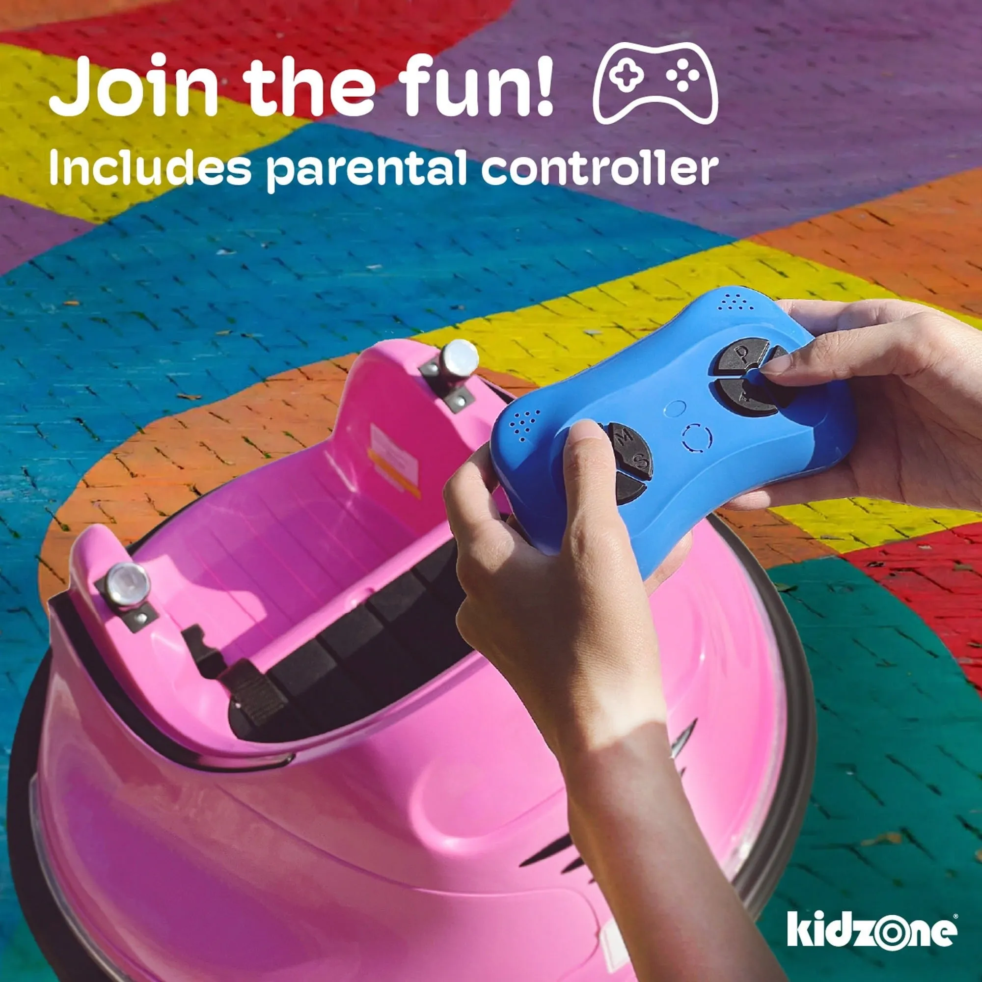 12V Electric Kids Ride-On Bumper Car – 360° Spin 2-Speed Remote Control Bluetooth Music DIY Racing Stickers Fun & Safe Battle Vehicle