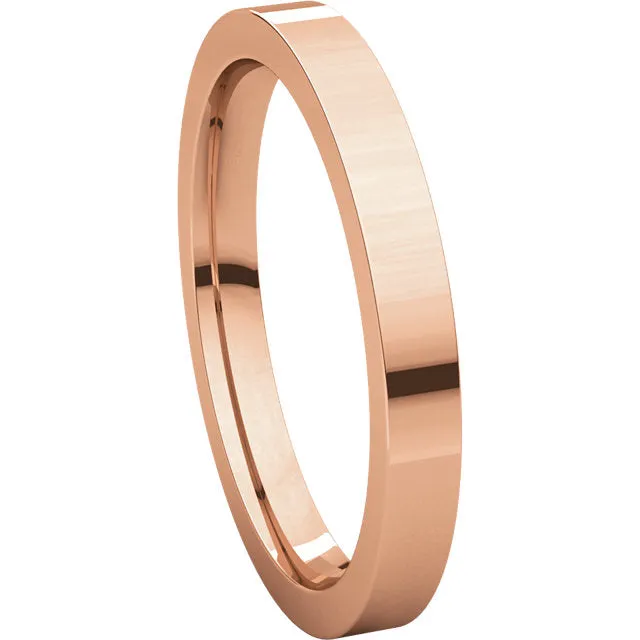 14k Rose Gold 2.5mm Flat Comfort Fit Band, Size 6