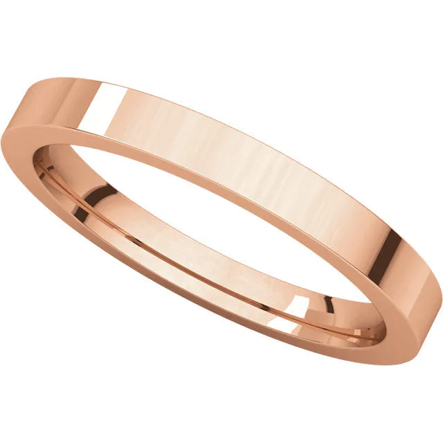 14k Rose Gold 2.5mm Flat Comfort Fit Band, Size 6