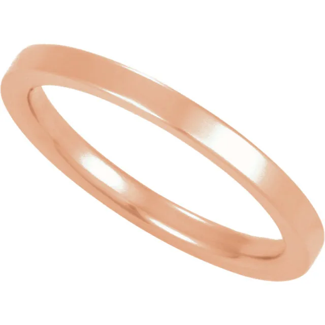 14k Rose Gold 2.5mm Flat Comfort Fit Band, Size 6