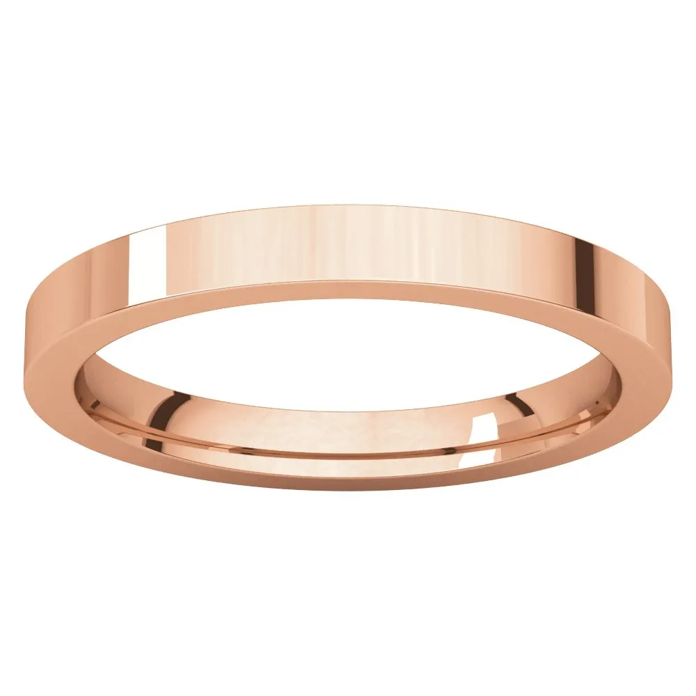 14k Rose Gold 2.5mm Flat Comfort Fit Band, Size 6