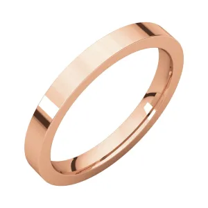 14k Rose Gold 2.5mm Flat Comfort Fit Band, Size 6