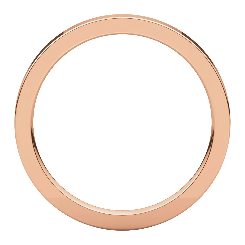 14k Rose Gold 2mm Flat Comfort Fit Band, Size 6.5