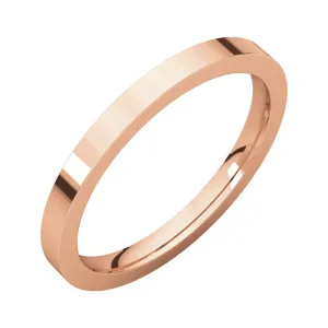 14k Rose Gold 2mm Flat Comfort Fit Band, Size 6.5
