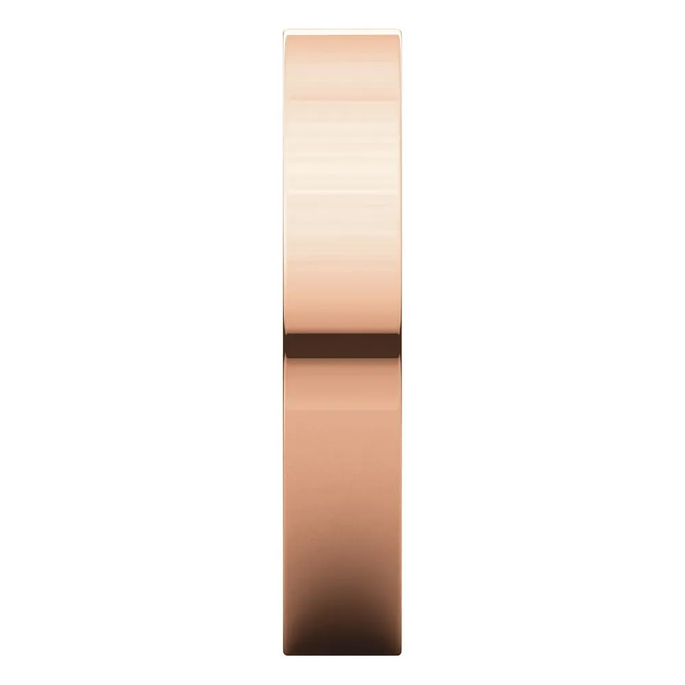 14k Rose Gold 4mm Flat Comfort Fit Band, Size 10