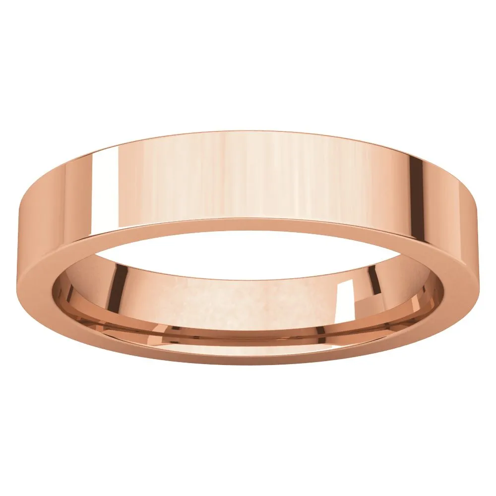 14k Rose Gold 4mm Flat Comfort Fit Band, Size 10