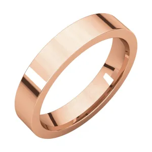 14k Rose Gold 4mm Flat Comfort Fit Band, Size 10