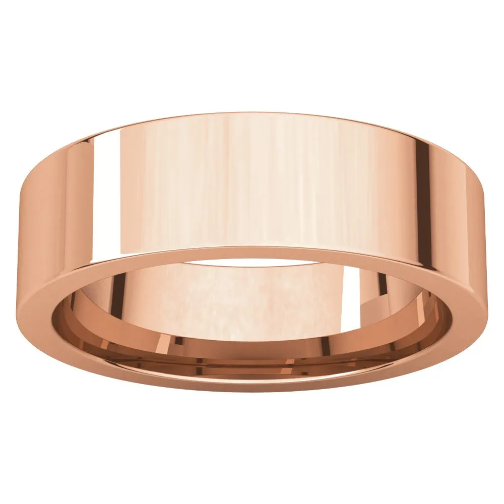 14k Rose Gold 6mm Flat Comfort Fit Band, Size 9