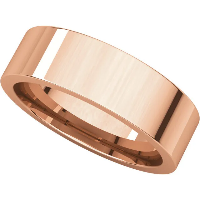 14k Rose Gold 6mm Flat Comfort Fit Band, Size 9
