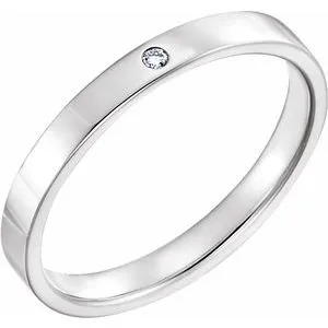 14K White .015 CTW Diamond Flat Band Size 7