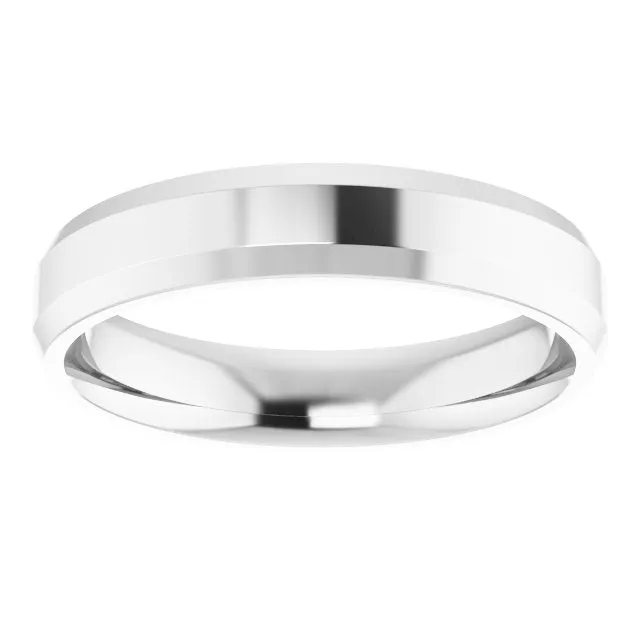 14K White 4 mm Beveled Edge Comfort Fit Light Band