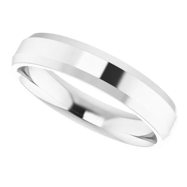 14K White 4 mm Beveled Edge Comfort Fit Light Band
