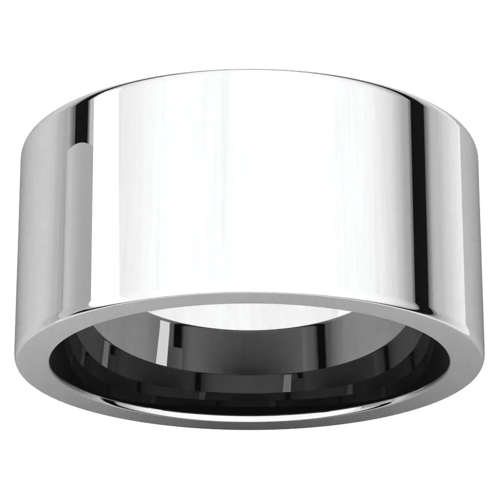 14k White Gold 10mm Flat Comfort Fit Band, Size 10