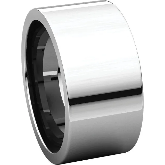 14k White Gold 10mm Flat Comfort Fit Band, Size 11.5
