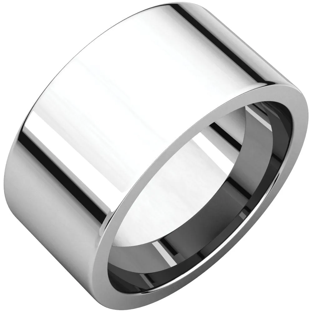 14k White Gold 10mm Flat Comfort Fit Band, Size 11.5