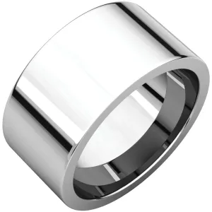 14k White Gold 10mm Flat Comfort Fit Band, Size 11.5