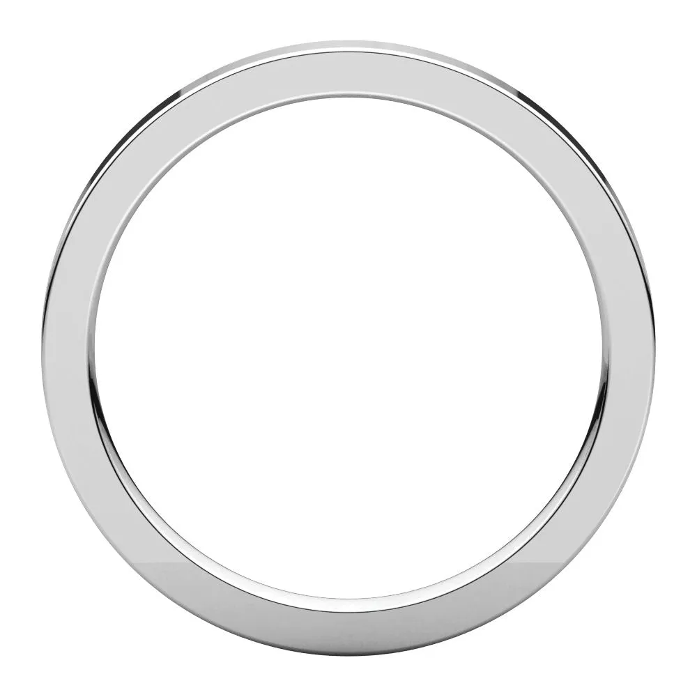 14k White Gold 2mm Flat Comfort Fit Band, Size 9
