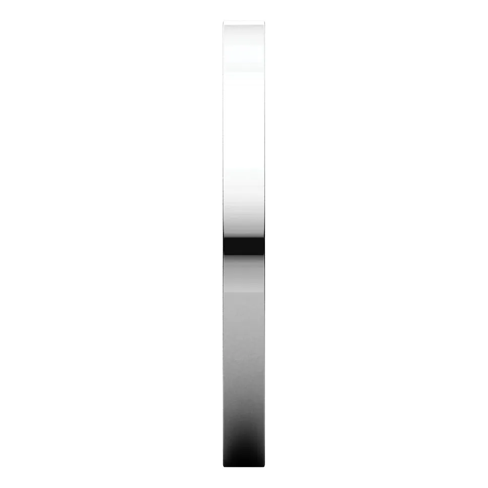 14k White Gold 2mm Flat Comfort Fit Band, Size 9