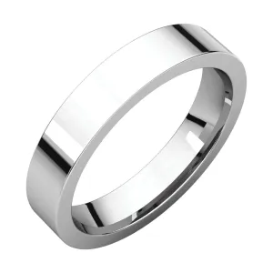 14k White Gold 4mm Flat Comfort Fit Band, Size 10.5