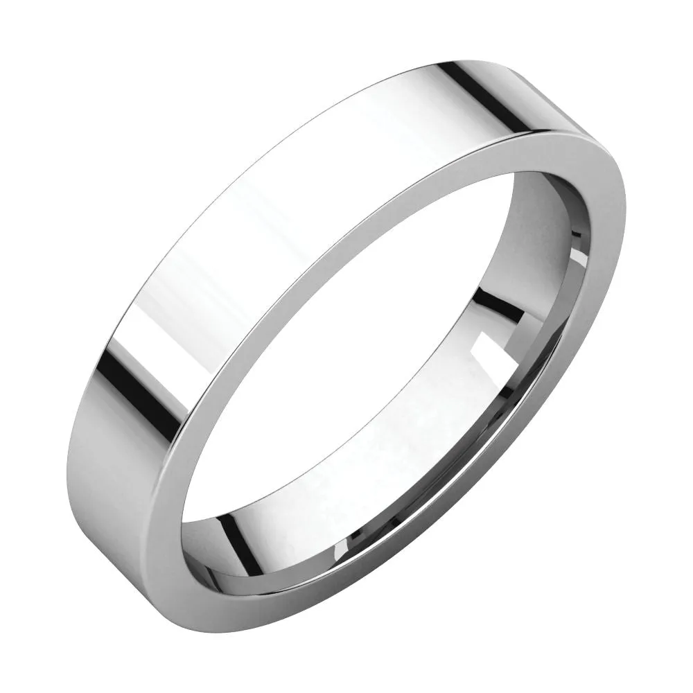 14k White Gold 4mm Flat Comfort Fit Band, Size 10.5