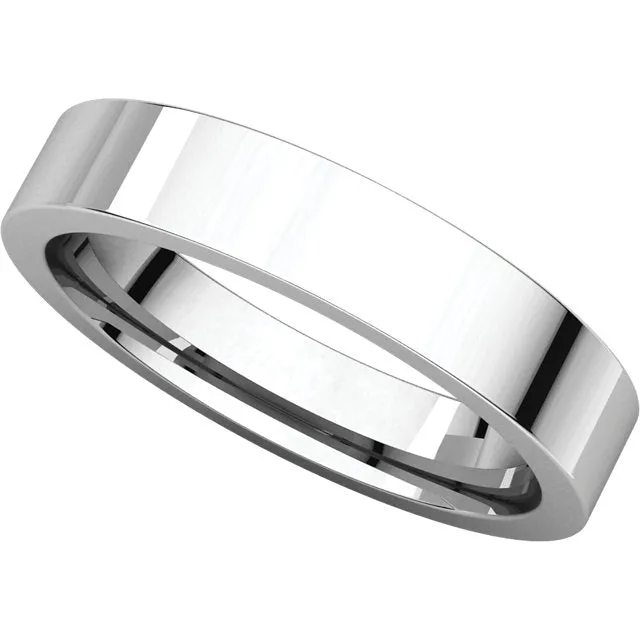 14k White Gold 4mm Flat Comfort Fit Band, Size 10.5