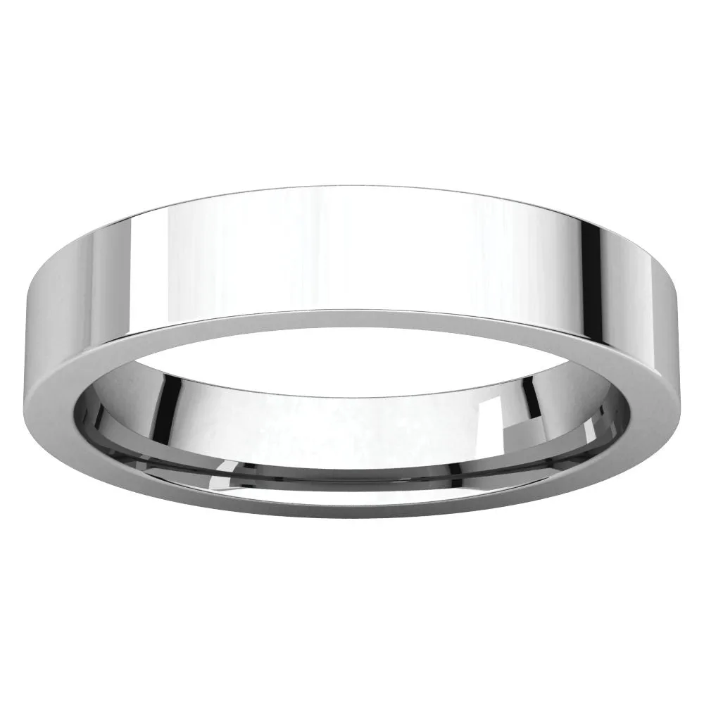 14k White Gold 4mm Flat Comfort Fit Band, Size 10.5