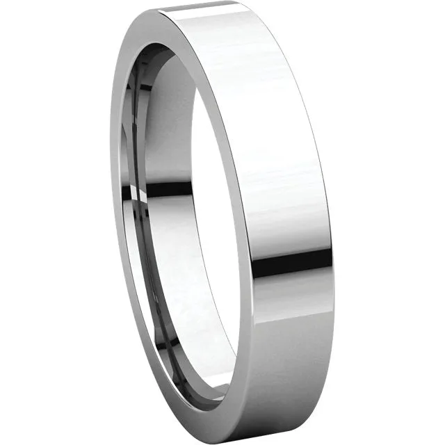 14k White Gold 4mm Flat Comfort Fit Band, Size 10.5