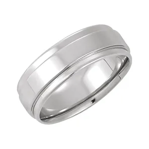 14k White Gold 7.5mm Flat Edge Comfort Fit Band Size 10