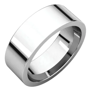 14k White Gold 7mm Flat Comfort Fit Band, Size 11