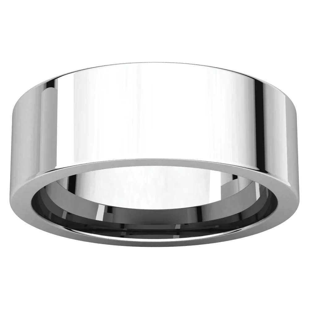 14k White Gold 7mm Flat Comfort Fit Band, Size 11