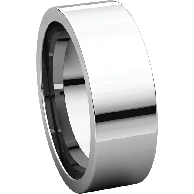 14k White Gold 7mm Flat Comfort Fit Band, Size 11