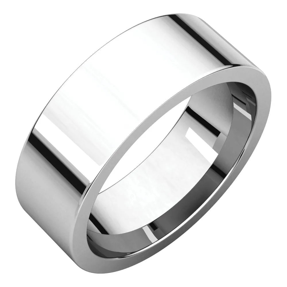 14k White Gold 7mm Flat Comfort Fit Band, Size 11