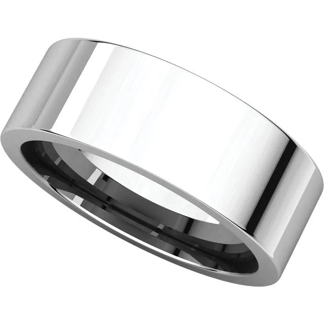14k White Gold 7mm Flat Comfort Fit Band, Size 11