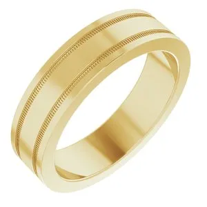 14K Yellow 5 mm Flat Edge Band with Milgrain  Size 7