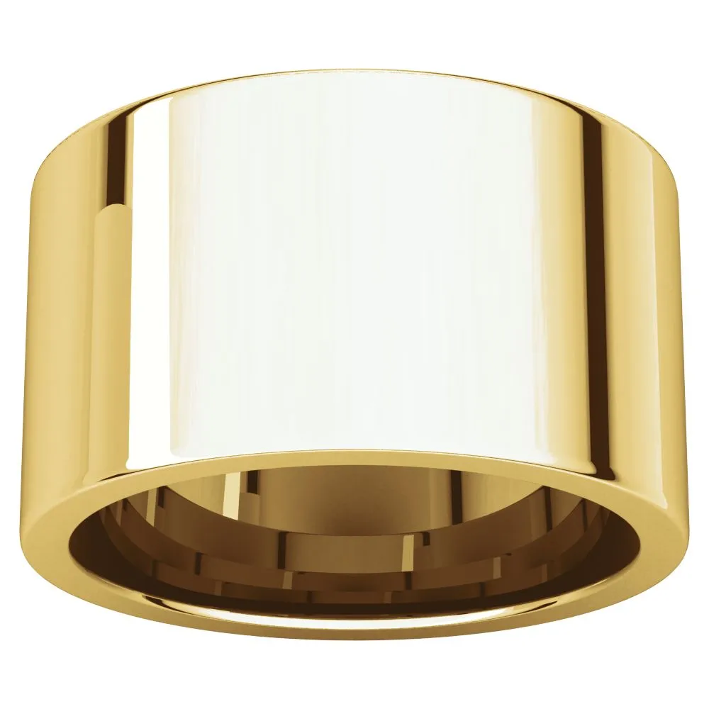 14k Yellow Gold 12mm Flat Comfort Fit Band, Size 9