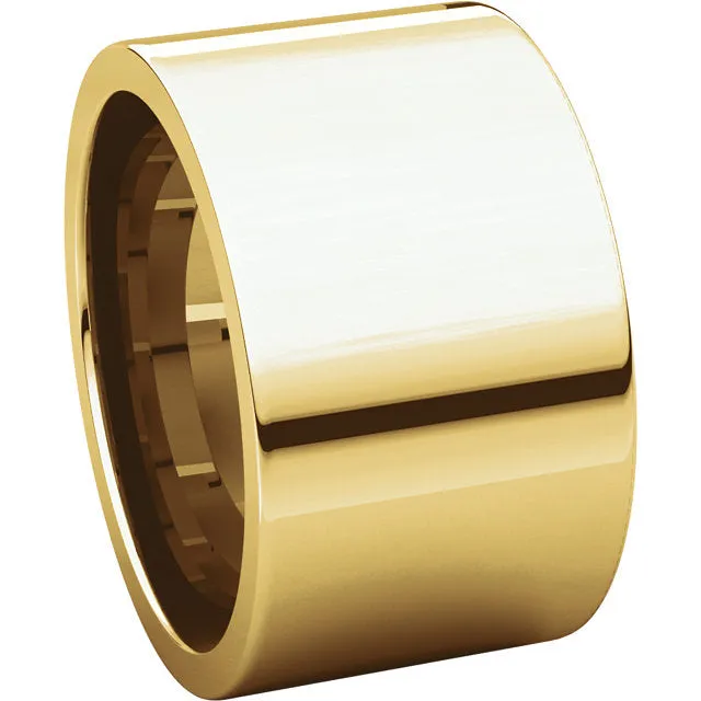 14k Yellow Gold 12mm Flat Comfort Fit Band, Size 9