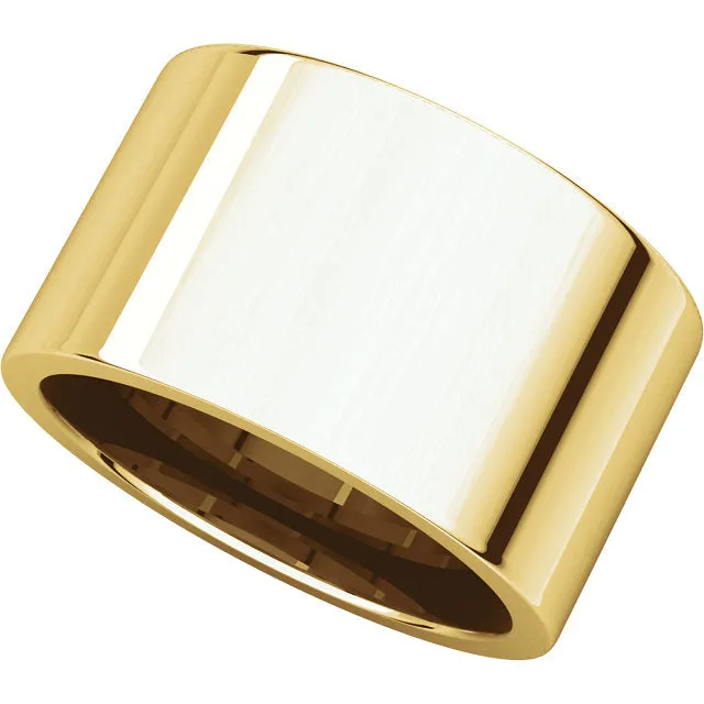 14k Yellow Gold 12mm Flat Comfort Fit Band, Size 9
