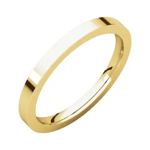 14k Yellow Gold 2mm Flat Comfort Fit Band, Size 7