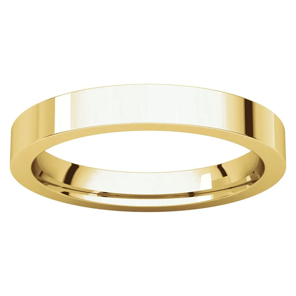14k Yellow Gold 3mm Flat Comfort Fit Band, Size 7