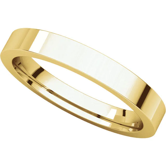 14k Yellow Gold 3mm Flat Comfort Fit Band, Size 7