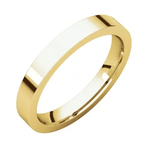 14k Yellow Gold 3mm Flat Comfort Fit Band, Size 7
