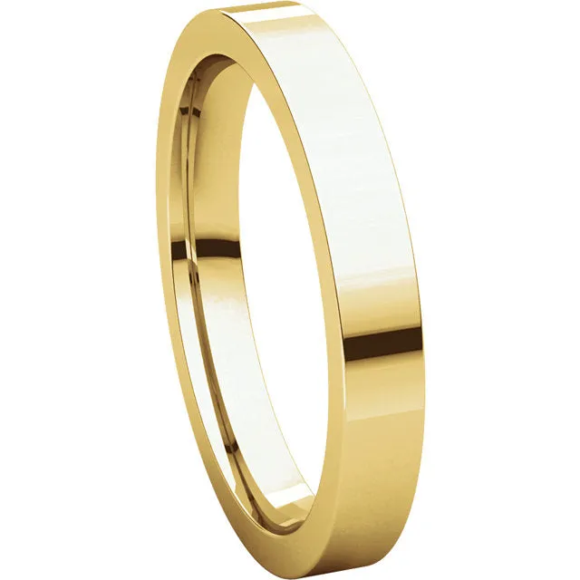 14k Yellow Gold 3mm Flat Comfort Fit Band, Size 7