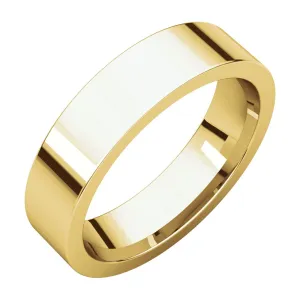 14k Yellow Gold 5mm Flat Comfort Fit Band, Size 13