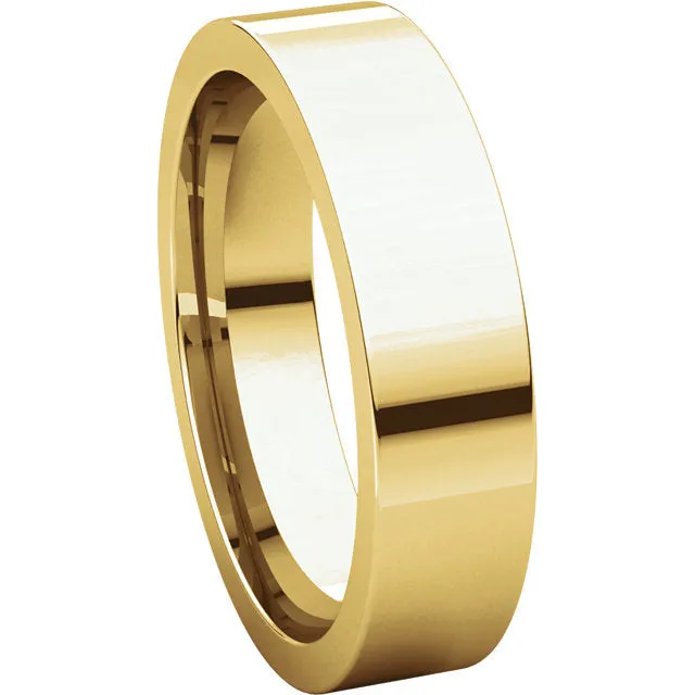 14k Yellow Gold 5mm Flat Comfort Fit Band, Size 13