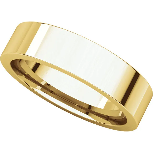 14k Yellow Gold 5mm Flat Comfort Fit Band, Size 13