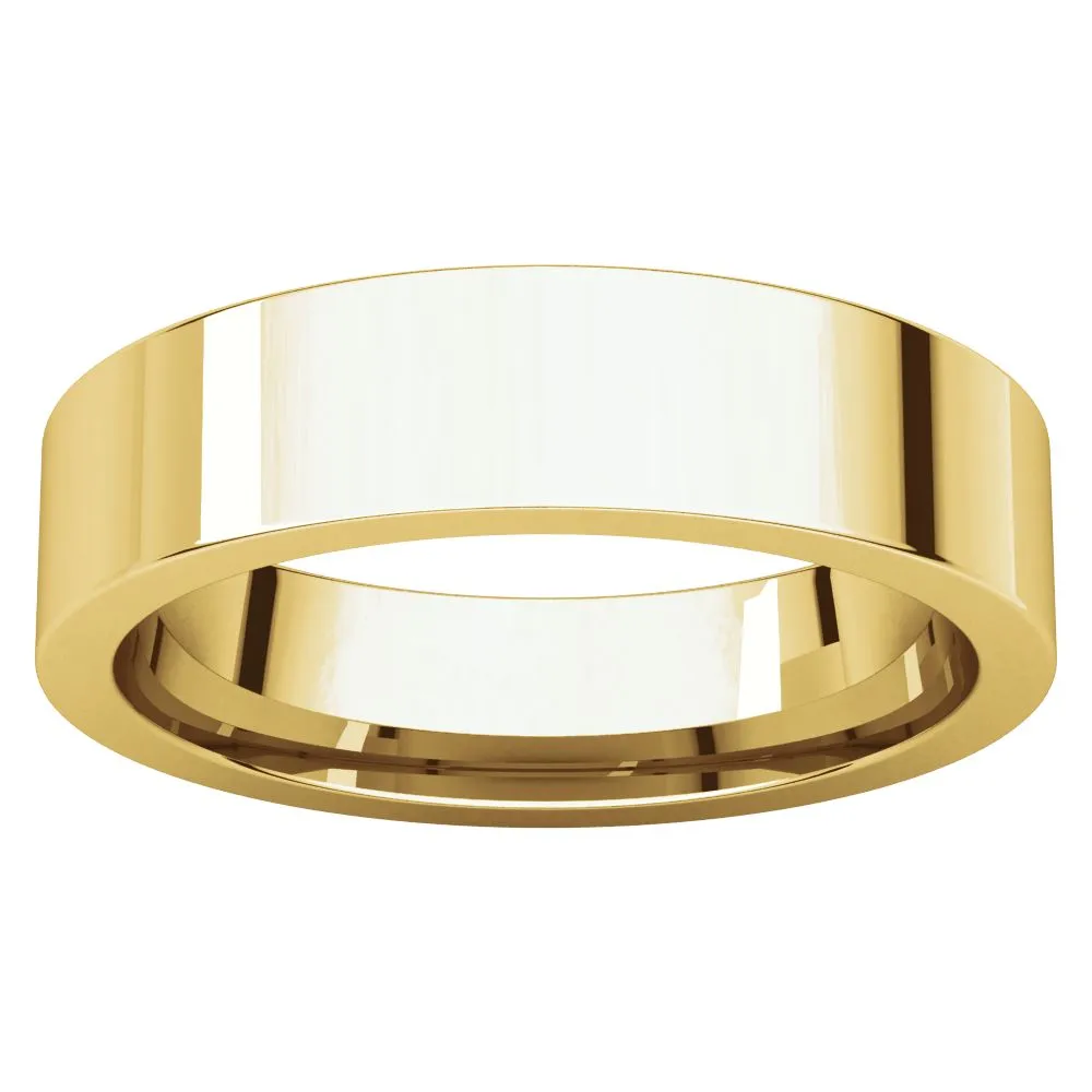 14k Yellow Gold 5mm Flat Comfort Fit Band, Size 13