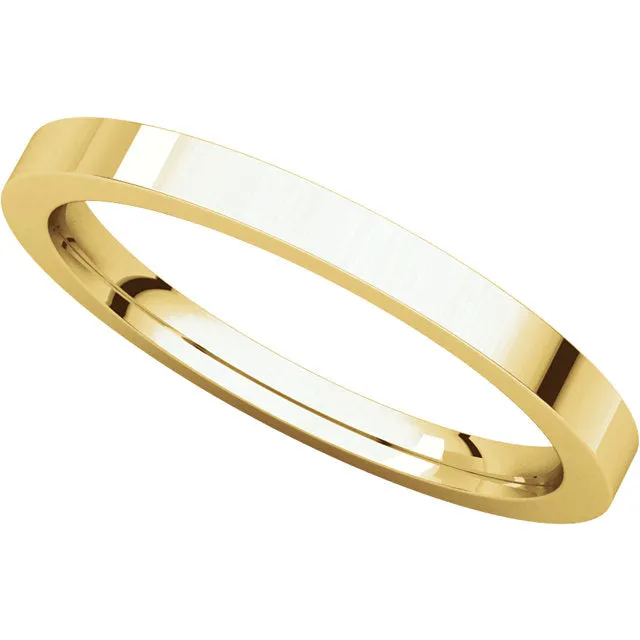 18k Yellow Gold 2mm Flat Comfort Fit Band, Size 6